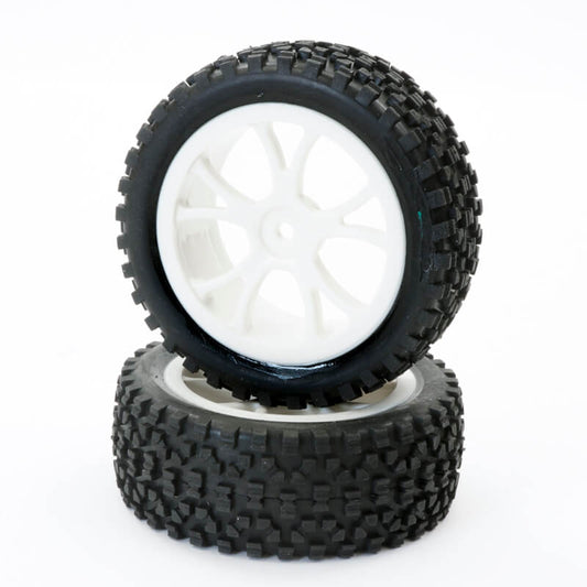 Fastrax 1:10 Mounted Cuboid Buggy Front Tyres White 10-Sp FAST0036W
