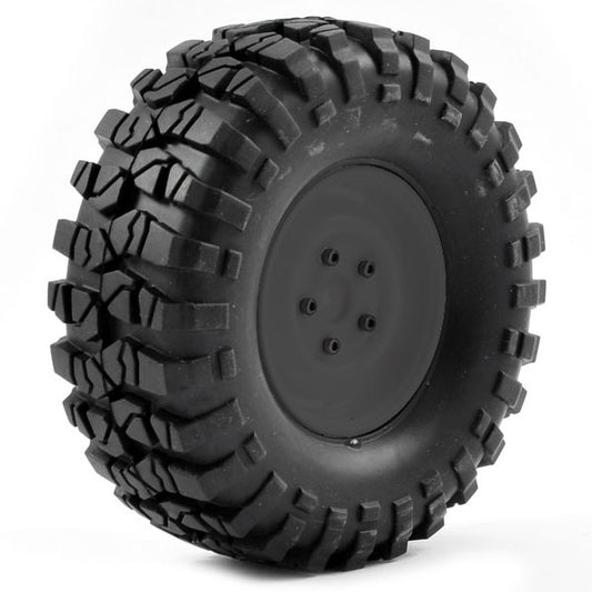 FTX Outback Pre-Mounted Steel Look Lug/Tyre (2) - Black FTX8172B