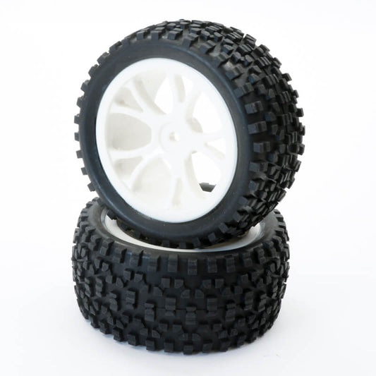Fastrax 1:10 Mounted Cuboid Buggy Rear Tyres White 10-Sp FAST0037W