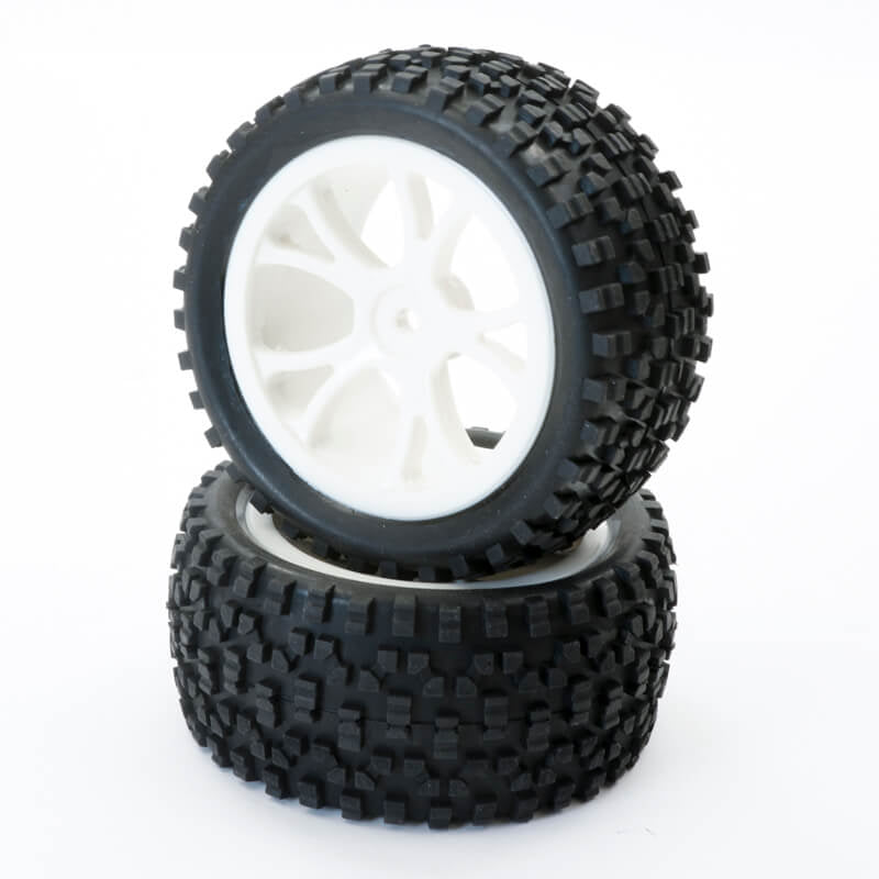 Fastrax 1:10 Mounted Cuboid Buggy Rear Tyres White 10-Sp FAST0037W