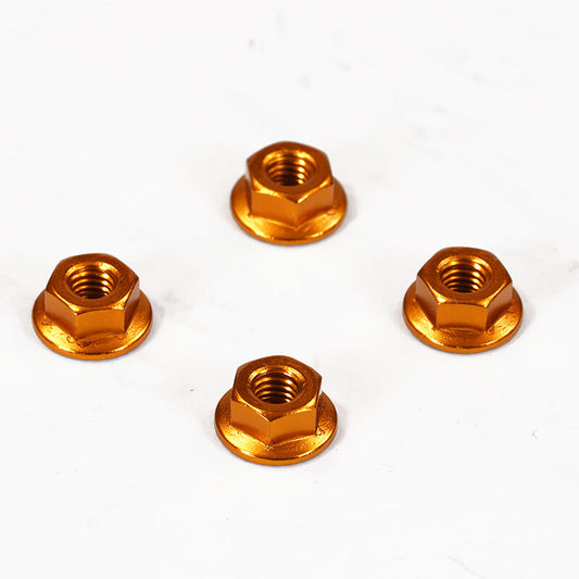 Fastrax M4 Gold Serrated Aluminium Locknuts 4Pcs FTM4GS
