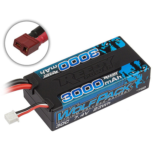 Reedy Wolfpack LiPo 3000mAh 30C 7.4V Shorty w/T-Plug AS758