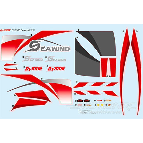 Dynam Seawind Red Decal Sheet DYN-SWD-15R