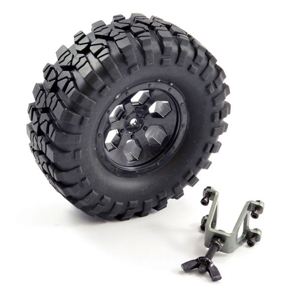 FTX Outback Spare Tyre Mount & Tyre/6 Hex Wheel Black FTX8249B