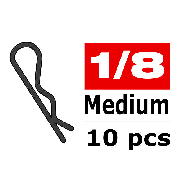 Corally Body Clips 45 Bent Medium Black 10pcs C-35112