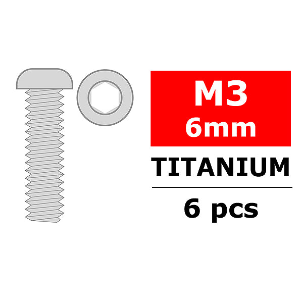 Corally Titanium Screws M3 X 6mm Hex Button Head 6 P C-3023-30-06