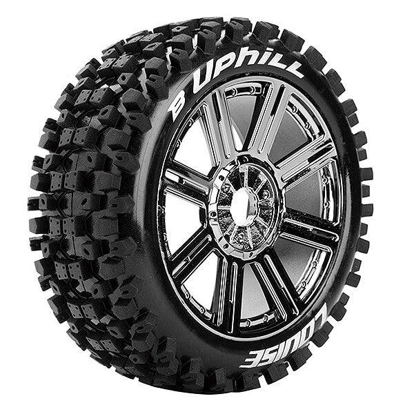 Louise RC B-Uphill 1:8 Fr/Rr Soft Hex 17mm Spoke Black Chrome L-T3271SBC
