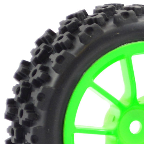 Fastrax 1:10 Street/Rally Tyre 10Sp Green Wheel FAST0073G