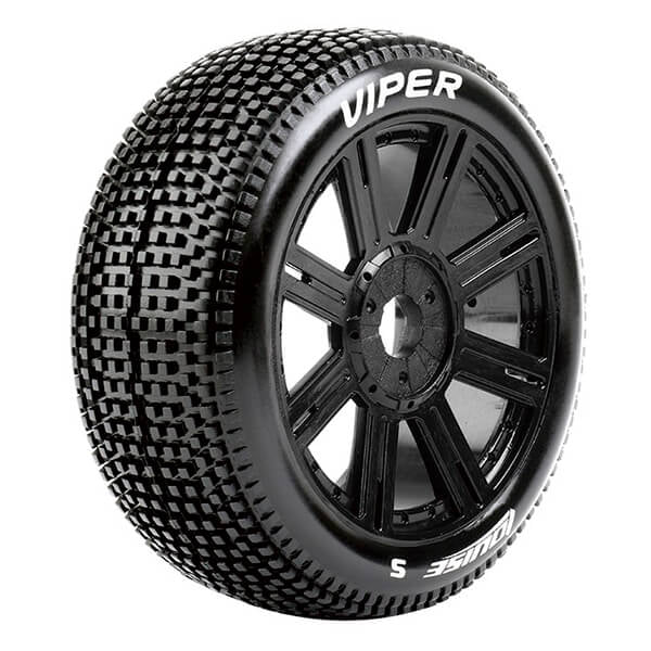 Louise RC B-Viper 1:8 Fr/Rr Super Soft Hex 17mm Spoke Black L-T3194VB