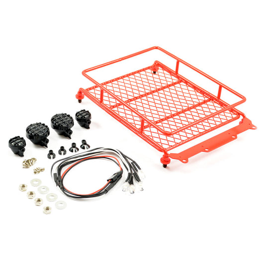 Fastrax Red Aluminium Luggage Rack w/Led Lamps L130mm X W110mm FAST2301R