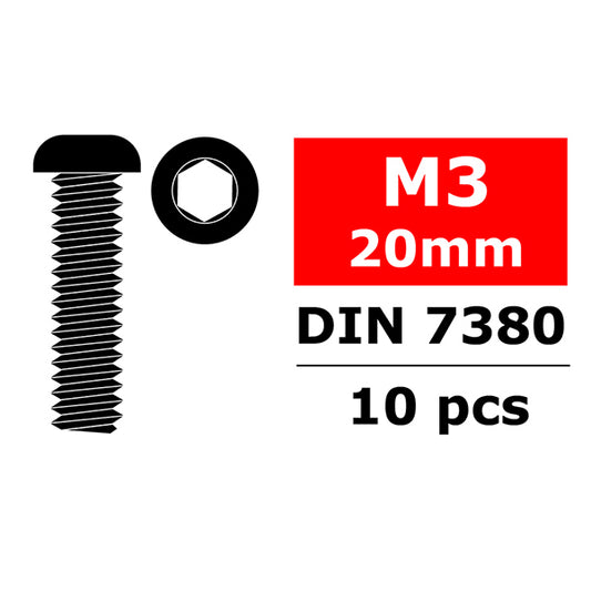 Corally Steel Screws M3 X 20mm Hex Button Head 10pc C-3003-30-20