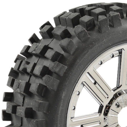 Fastrax 1:8 Rock Block Mounted On 8-Spoke Black Chrome (Pr) FAST1001BC