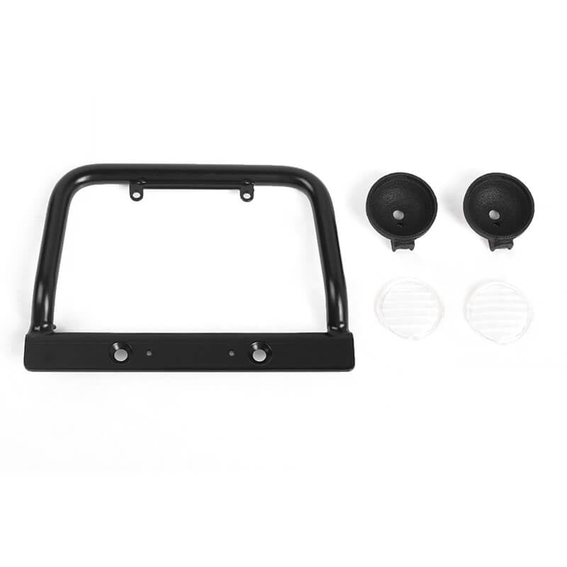 RC4WD Steel Push Bar Front Bumper w/Clear Flood Lights for RC4WD Gelande II 2015 Land Rover Defende