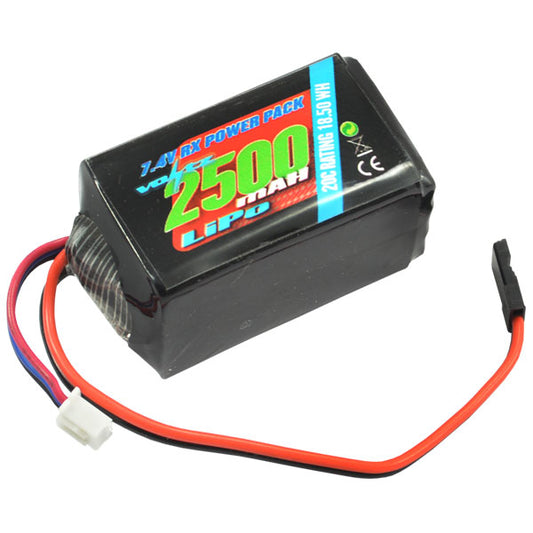 Voltz 2500mAh 2S 7.4V Rx LiPo Hump Battery Pack