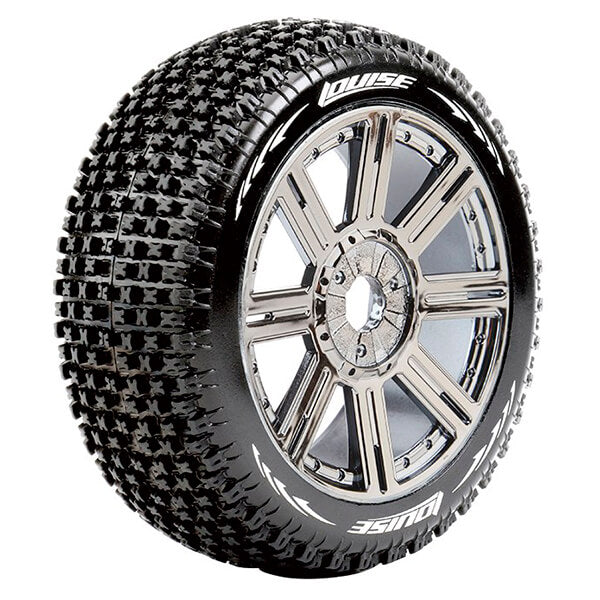 Louise RC B-Pirate 1:8 Fr/Rr Soft Hex 17mm Spoke Black Chrome L-T3126SBC