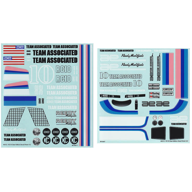 Team Associated RC10cc Decal Sheet AS6312