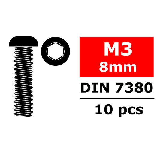 Corally Steel Screws M3 X 8mm Hex Button Head 10pcs C-3003-30-08