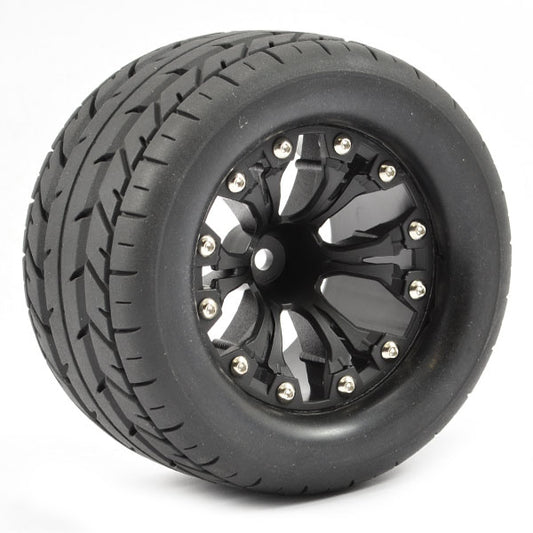 Fastrax 1:10 MT Eagle Mounted 6-Spoke Black 1/2 Offset (Pr) FAST1202B