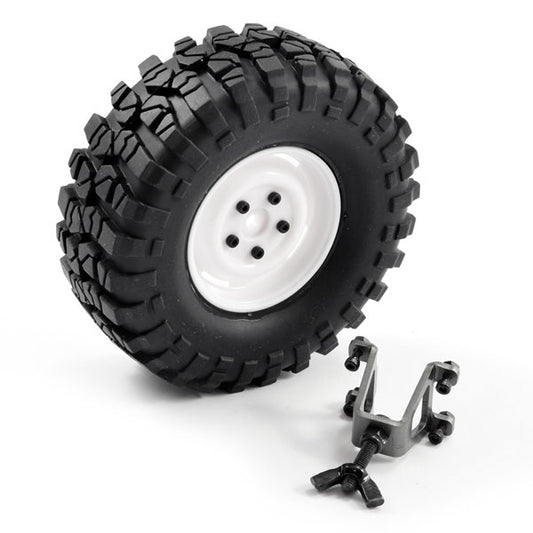 FTX Outback Spare Tyre Mount & Tyre/Steel Look Lug Wheel White FTX8250W