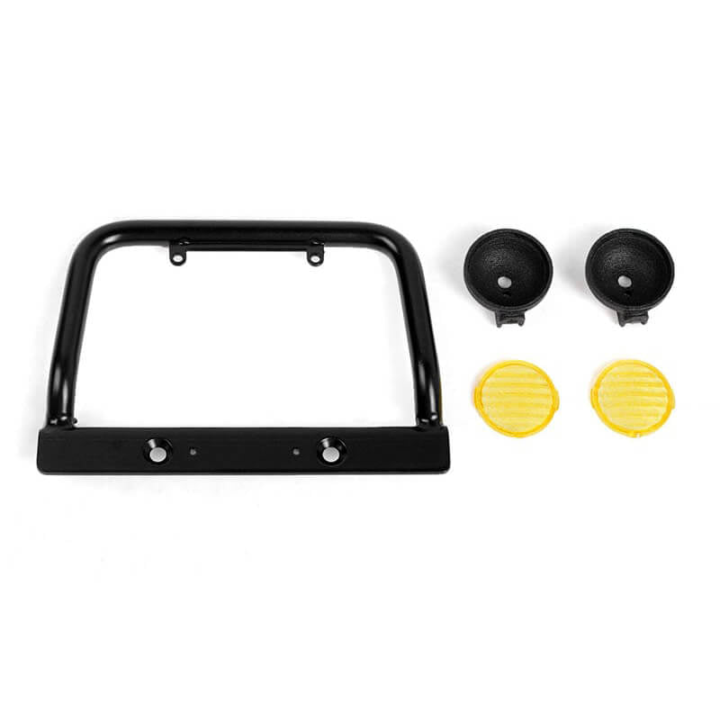 RC4WD Steel Push Bar Front Bumper w/Yellow Flood Lights for RC4WD Gelande II 2015 Land Rover Defend