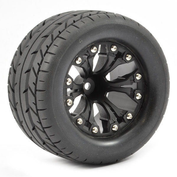 Fastrax 1:10 MT Eagle Mounted 6-Spoke Black 0 Offset (Pr) FAST1201B