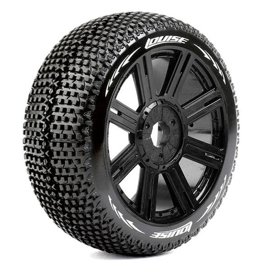 Louise RC B-Turbo 1:8 Fr/Rr Soft Hex 17mm Spoke Black L-T3104SB