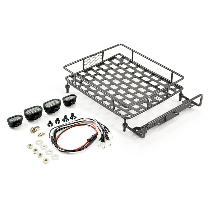 Fastrax Black Aluminium Luggage Rack w/Led Lamps L165mm X W112mm FAST2300BK