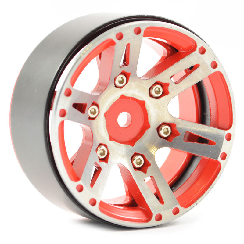 Fastrax 1.9" Heavyweight Split 6-Spoke Alloy Beadlock Wheels Red FAST0146R