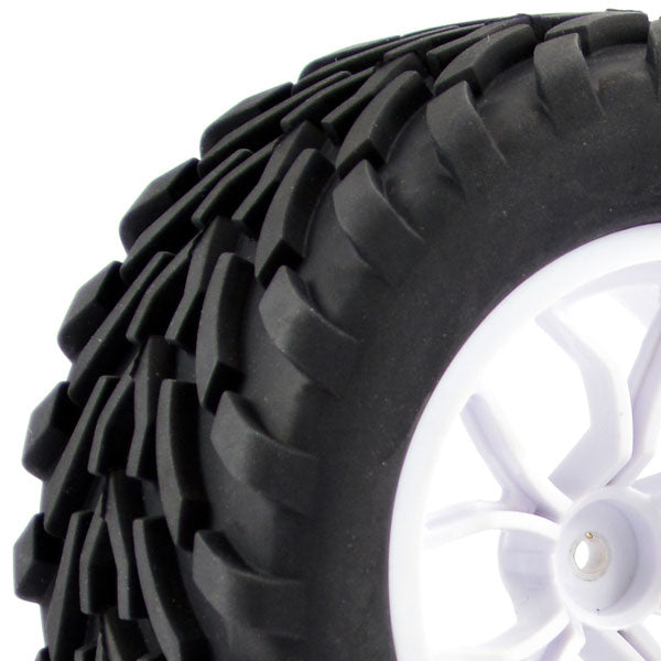 Fastrax 1:10 Mega-V Truck Tyre Mounted On 12-Spoke (12mm Hex) White FAST0067W