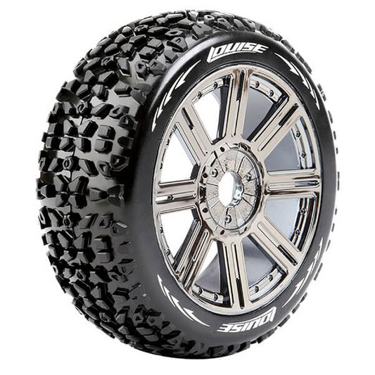Louise RC B-Mazinger 1:8 Fr/Rr Soft Hex 17mm Spoke Black Chrome L-T3108SBC