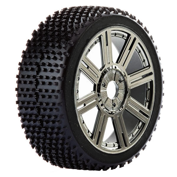 Fastrax 1:8 Cuboid Mounted On 8-Spoke Black Chrome (Pr) FAST1020BC