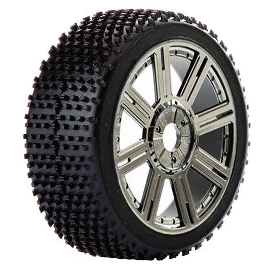 Fastrax 1:8 Cuboid Mounted On 8-Spoke Black Chrome (Pr) FAST1020BC