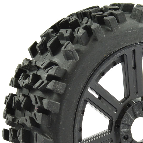 Fastrax 1:8 Maze Block Mounted On 8-Spoke Black (Pr) FAST1005B