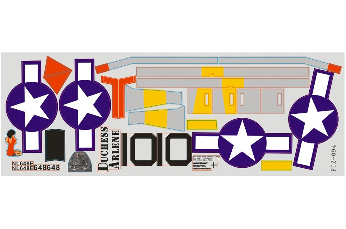 FMS P51 V7/V8 Red Tail Decal Sheet FS-SU131RT