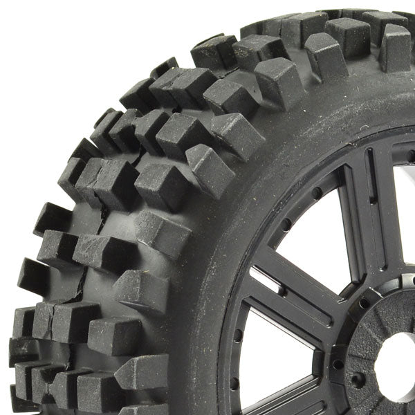 Fastrax 1:8 Rock Block Mounted On 8-Spoke Black (Pr) FAST1001B