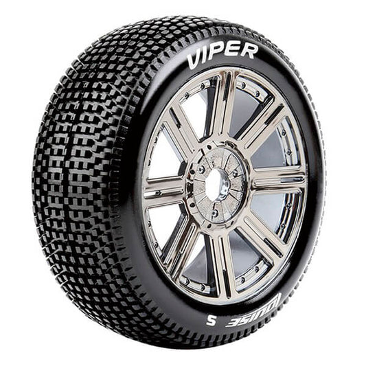 Louise RC B-Viper 1:8 Fr/Rr Super Soft Hex 17mm Spoke Black Chrome L-T3194VBC