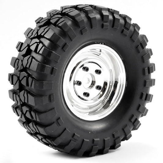 FTX Outback Pre-Mounted Steel Look Lug/Tyre (2) - Chrome FTX8172C