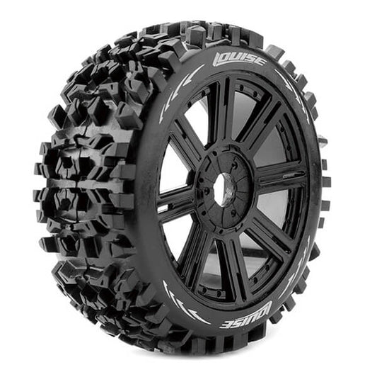 Louise RC B-Pioneer 1:8 Fr/Rr Soft Hex 17mm Spoke Black L-T3130SB
