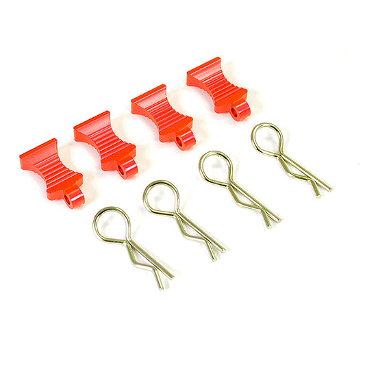 Fastrax Pro Aluminium Easypull Tabs & Bodyclips (4Pc) - Red FAST206AR
