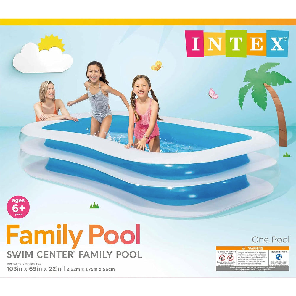 INTEX Inflatable Family Paddling Pool 2.6m x 1.75m 103" 56483NP