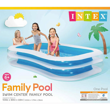 INTEX Inflatable Family Paddling Pool 2.6m x 1.75m 103" 56483NP
