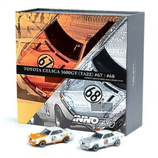 Inno64 Toyota Celica 1600GT No.67 & No.68 Nippon Grad Prix 1972 1:64 Model Set