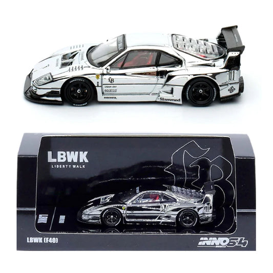 Inno64 LBWK Ferrari F40 Chrome Silver 1:64 Diecast Car