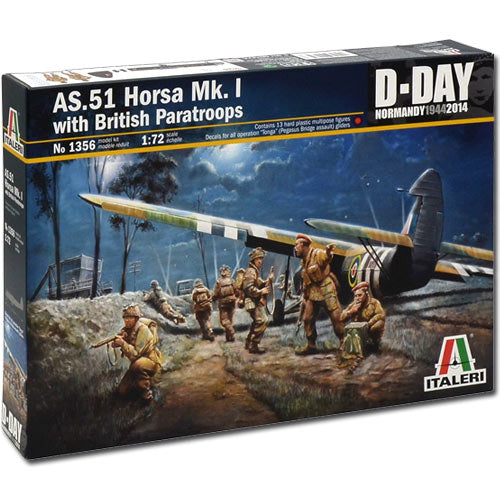 ITALERI AS.51 Horsa Mk1/11 & Brit Para D-Day 1356 1:72 Aircraft Model Kit