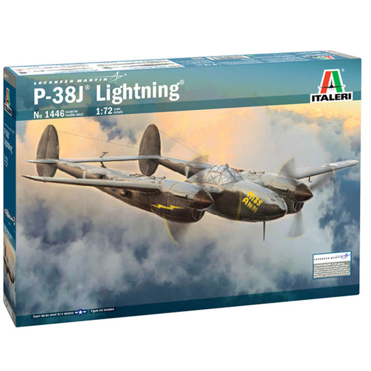 Italeri 1446 Lockheed Martin P-38J Lightning 1:72 Plastic Model Aircraft Kit