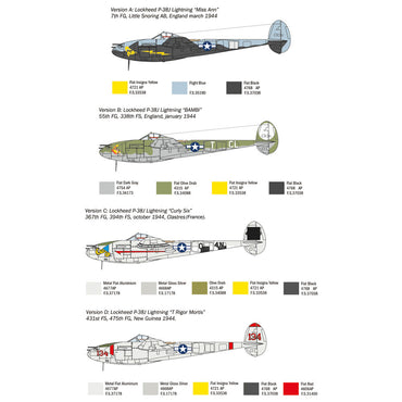 Italeri 1446 Lockheed Martin P-38J Lightning 1:72 Plastic Model Aircraft Kit