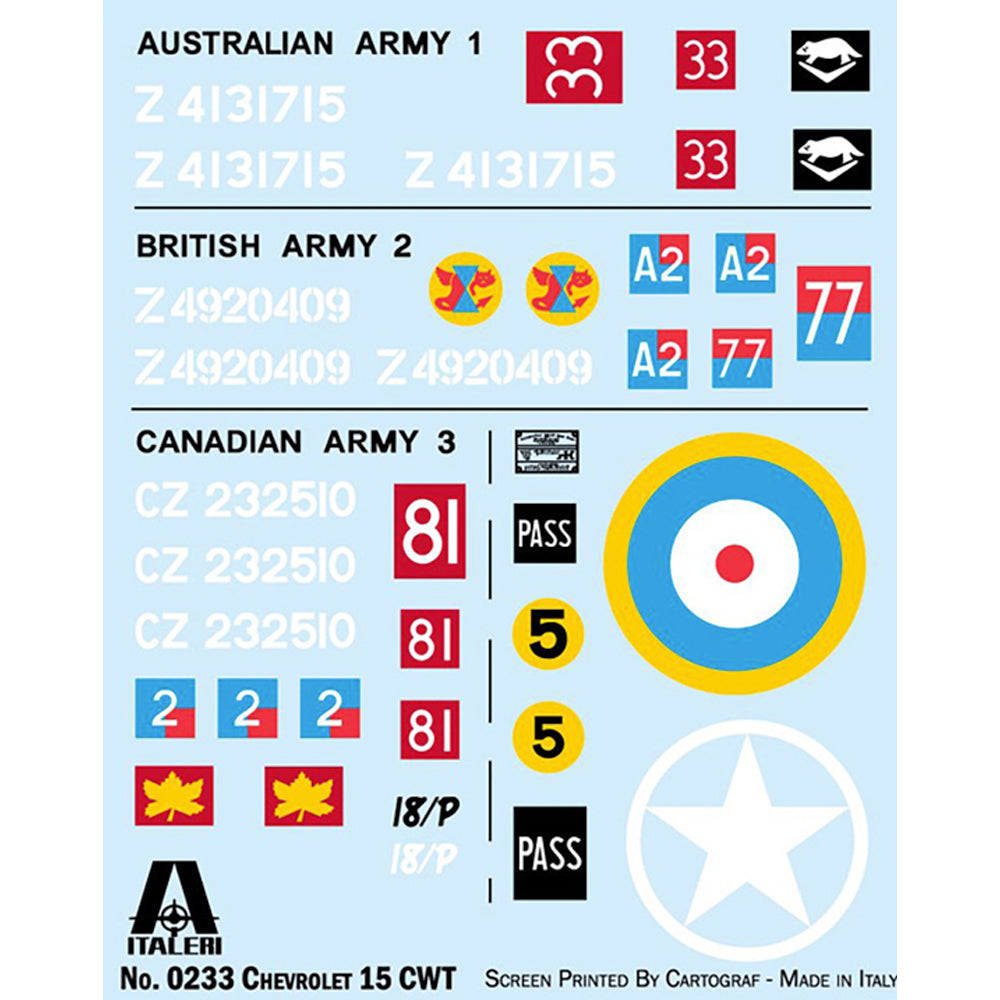 Italeri 233 Chevrolet 15 CWT 1:35 Model Kit