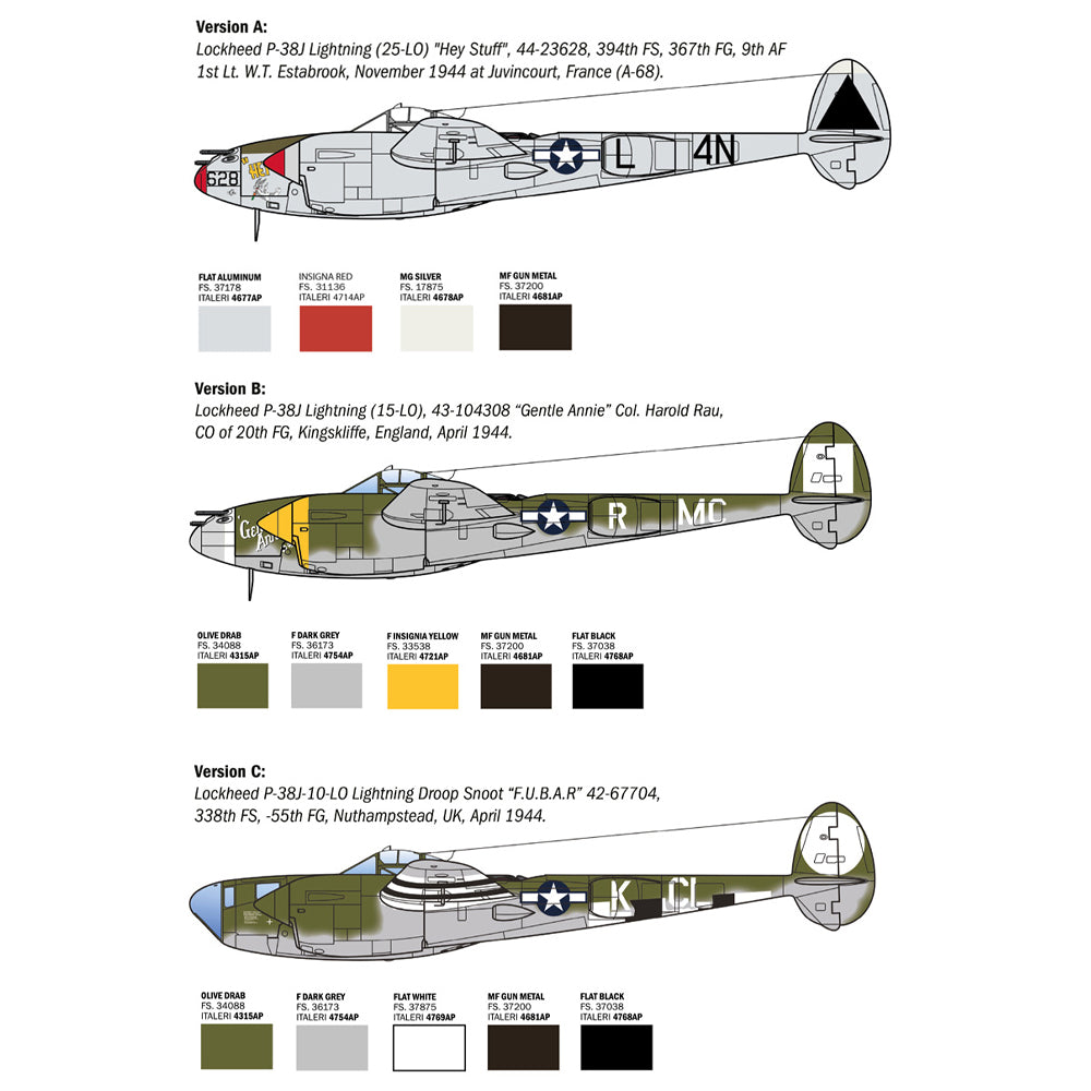 Italeri 2834 Lockheed P-38 J Lightning 1:48 Model Kit