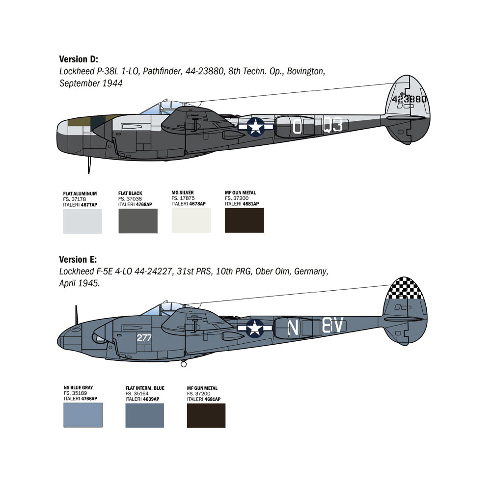 Italeri 2834 Lockheed P-38 J Lightning 1:48 Model Kit
