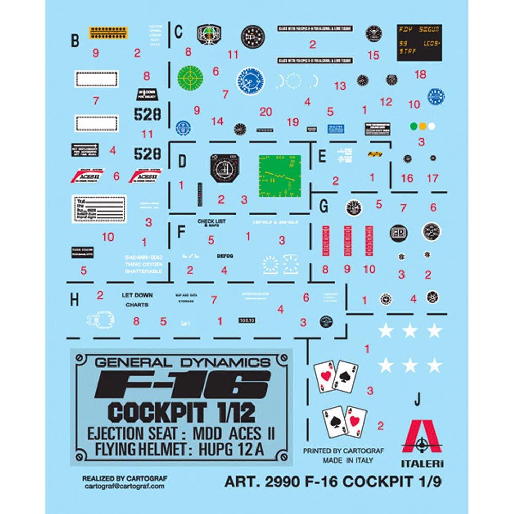 Italeri 2990 F-16 Fighting Falcon Cockpit 1:12 Plastic Model Kit